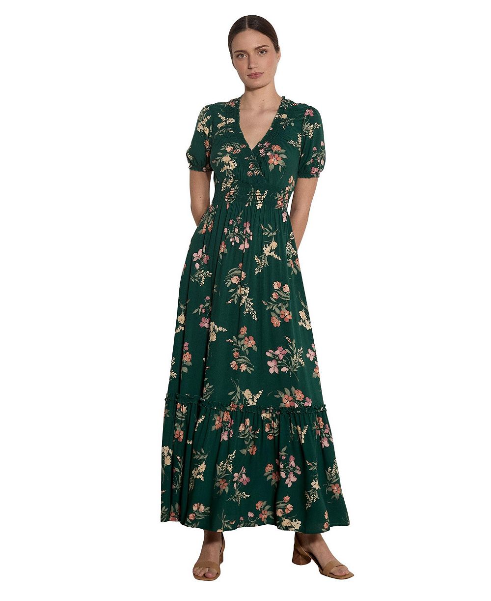 Женское платье Apricot Watercolour Floral Tiered Puff-Sleeve Maxi