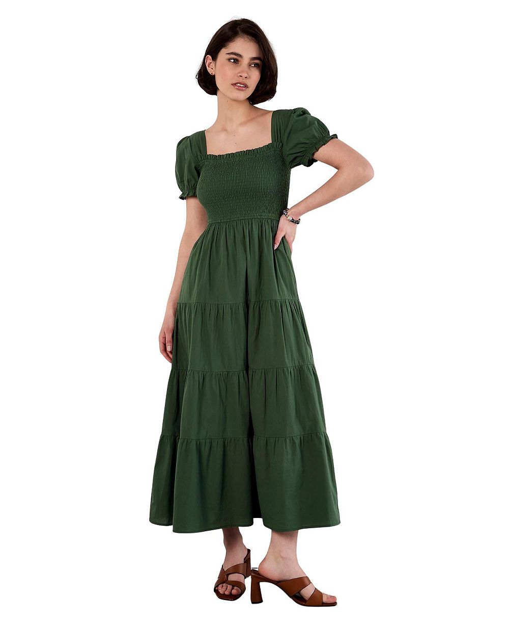 Женское миди-платье Apricot Smocked Cotton Tiered