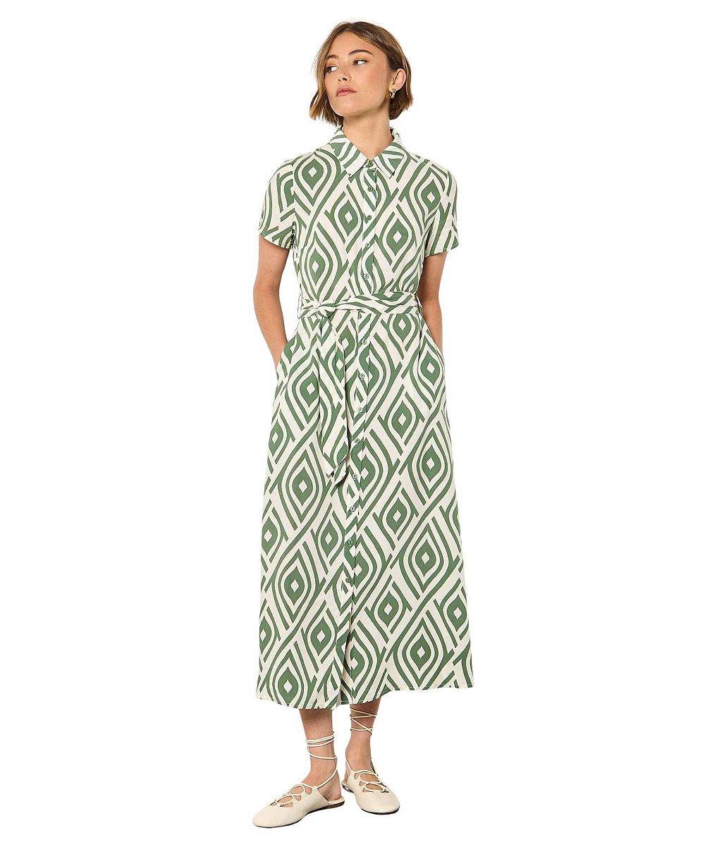 Женская миди-рубашка Apricot Short-Sleeve Geometric-Print