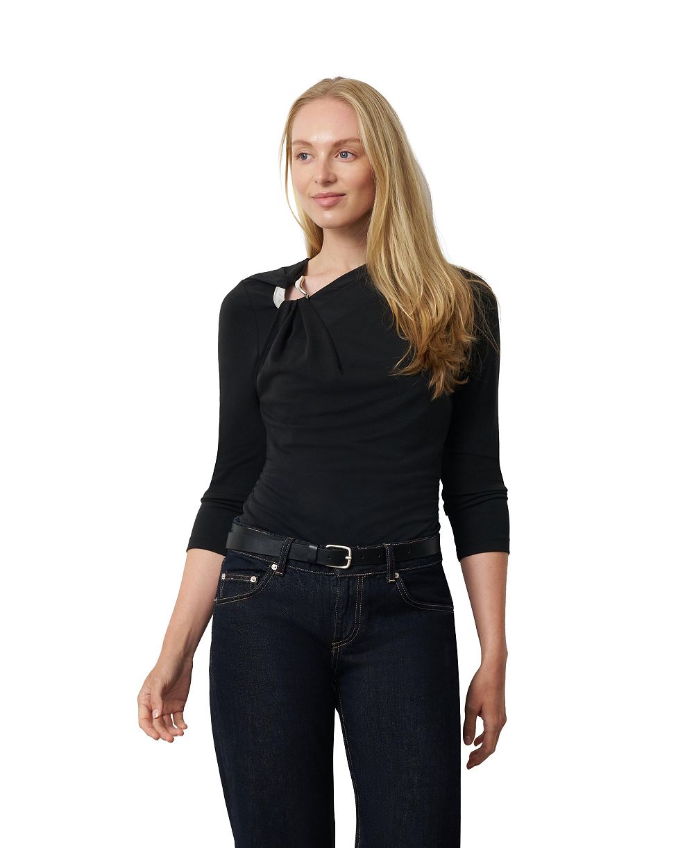 Cable & Gauge Women's 3/4-Sleeve Metal Ring Blouse