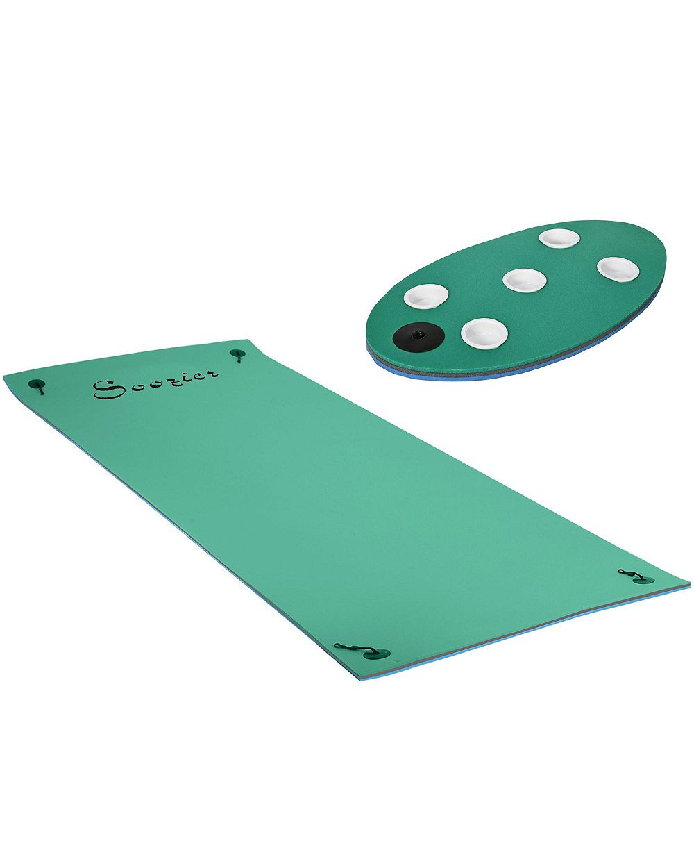 HIKEEN плавучий коврик Lily Pad 12x5ft с держателями для напитков, 3-слойный портативный сворачивающийся водный мат для 2-3 человек