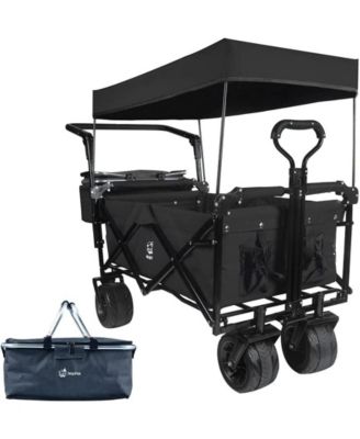 Складная тележка MOUNTAINTOP 140L с навесом, колесами All-Terrain с тормозом, сумкой-холодильником, для кемпинга и пляжа