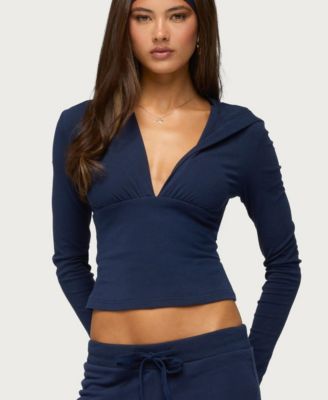 Edikted Women's Natashah Hooded Long-Sleeve Cropped Top