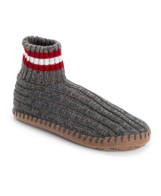 MUK LUKS Men's Contrast Stripe Rib Cuff Bootie Slippers