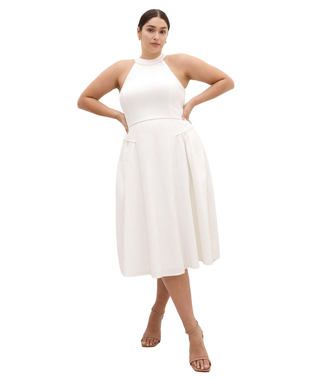 Женское платье Plus Size CITY CHIC Halter Jacquard A-Line Midi