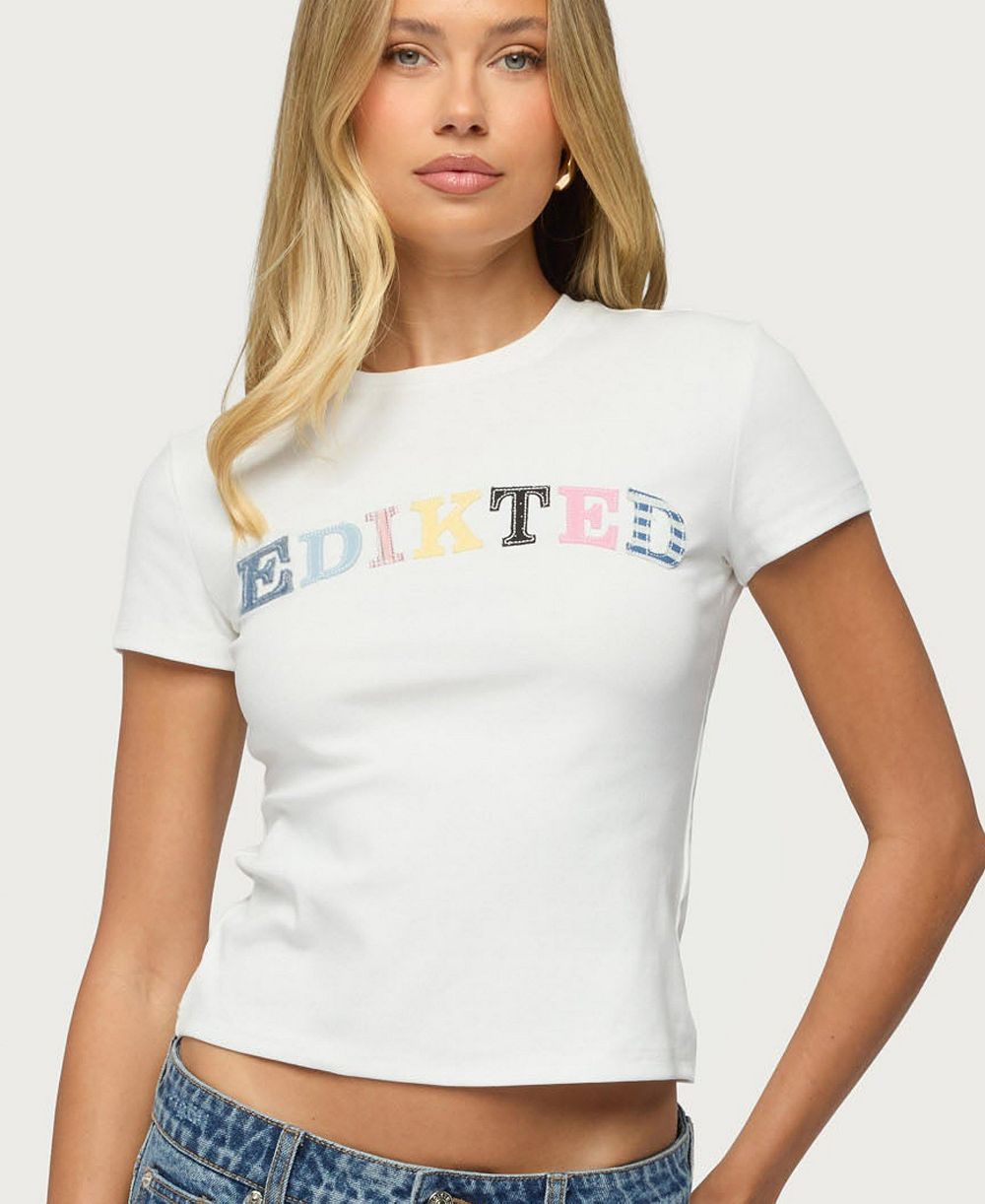 Edikted Women's Patchwork Baby Short-Sleeve Crewneck Graphic T-Shirt