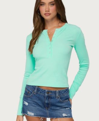 Женский лонгслив Edikted Yerin V-Neck Ribbed Henley