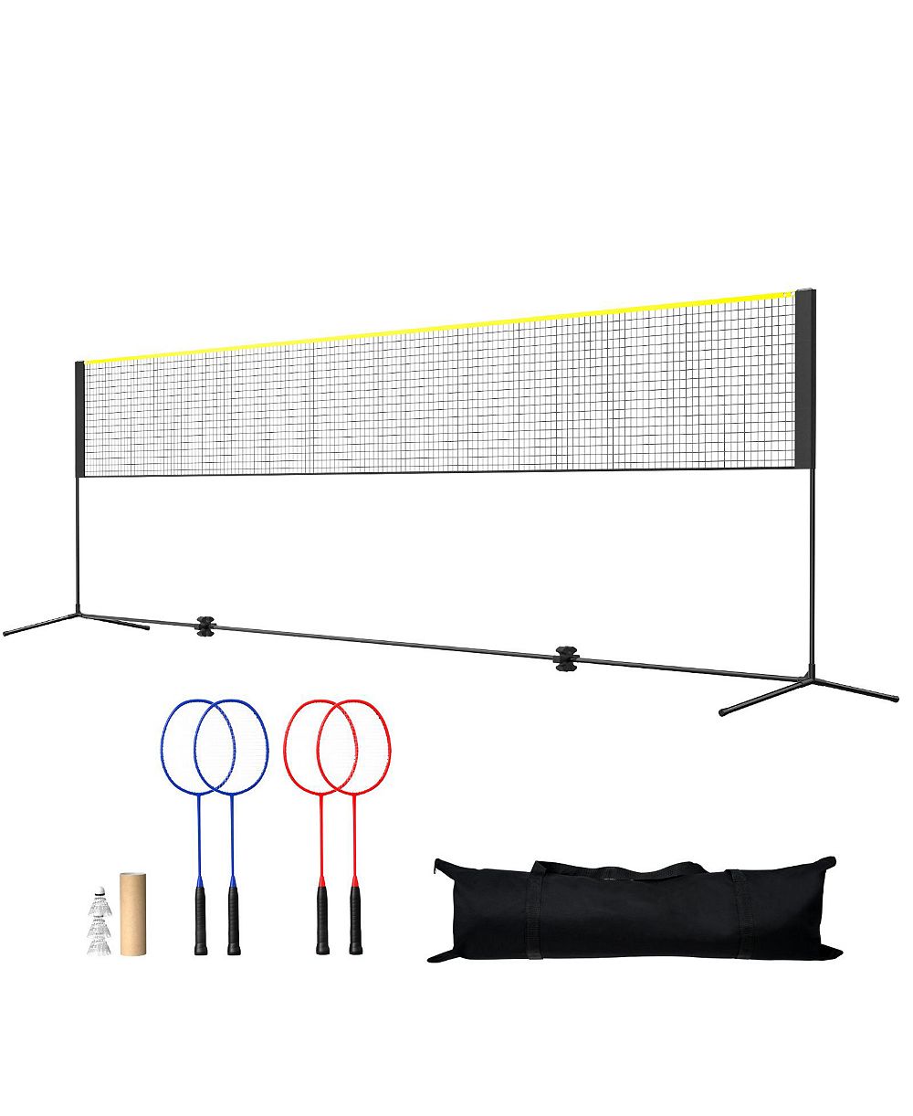 HONGGE 20 ft Adjustable Multi-Sport Net Set for Badminton Pickleball and Tennis with Rackets and Shuttlecocks