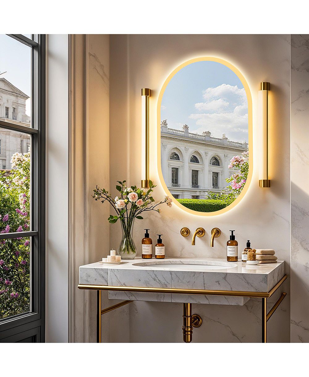 Зеркало настенное LUVODI 35"x24" овальное, LED, с антизапотеванием и памятью
