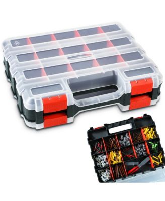 XDOVET Tool Box Double Side Organizer Removable Dividers Small Parts Hardware Storage