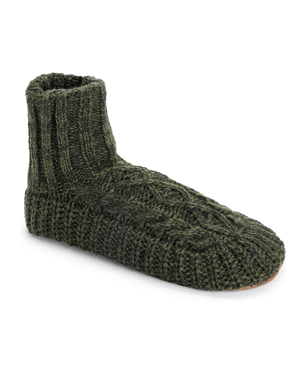 MUK LUKS Men's Cabled Boot Acrylic Slippers