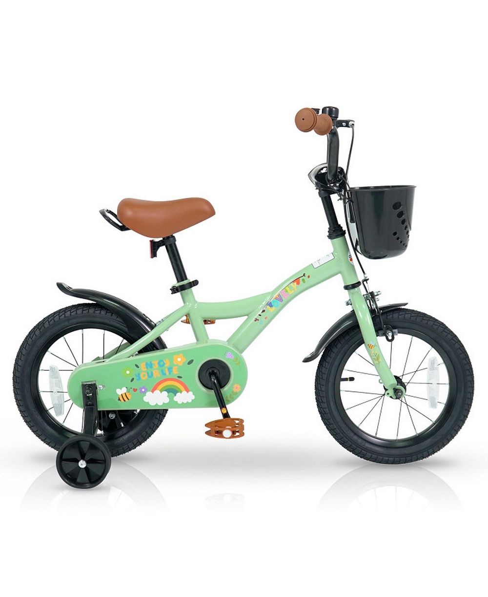 HONGGE 14-Inch Adjustable Girls' Bicycle with Training Wheels, 110 lbs Capacity, Ages 3-5