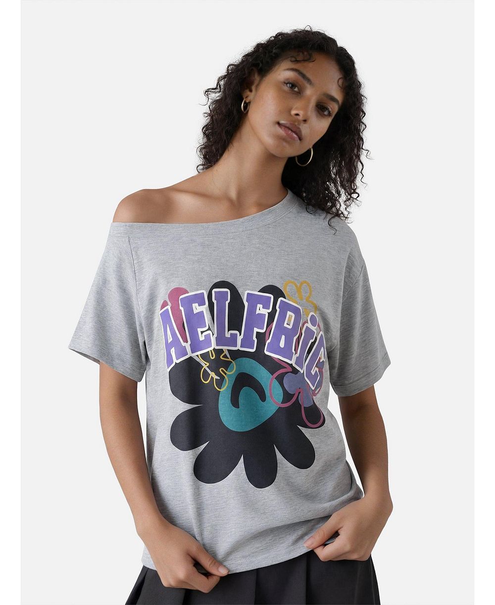 AELFRIC EDEN Женский топ с открытыми плечами Flower Off-The-Shoulder Tee