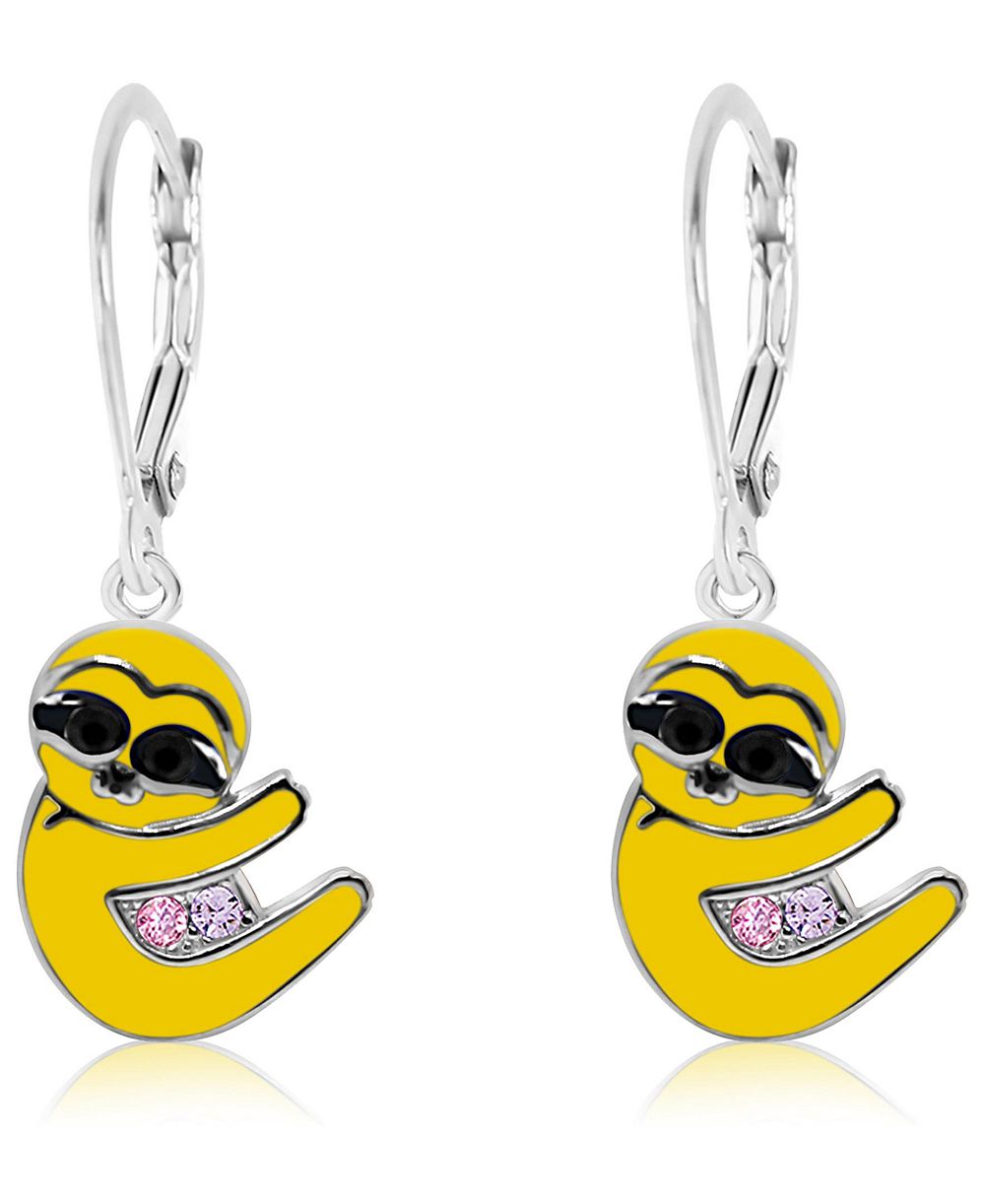 Chanteur Kids Sunglasses Smiley Face Hypoallergenic Earrings for Girls with Sterling Silver Leverbacks