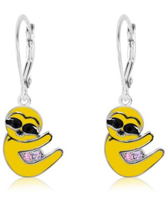 Chanteur Kids Sunglasses Smiley Face Hypoallergenic Earrings for Girls with Sterling Silver Leverbacks