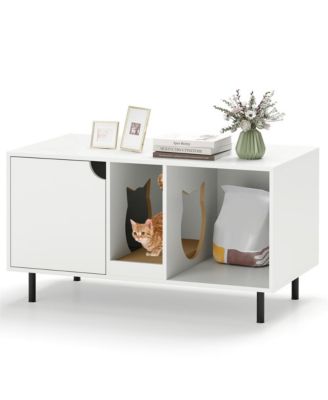 RUIE 40 in Double Cat Litter Box Enclosure Hidden Cat Washroom Bench for 2 Cats