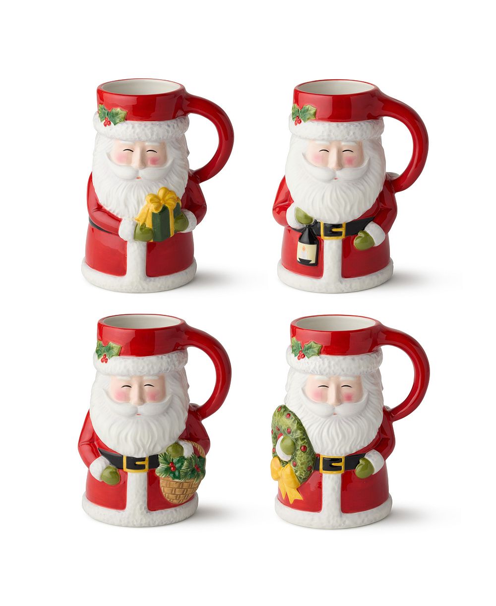 Набор кружек Certified International Santa Delight 3D, 4 шт