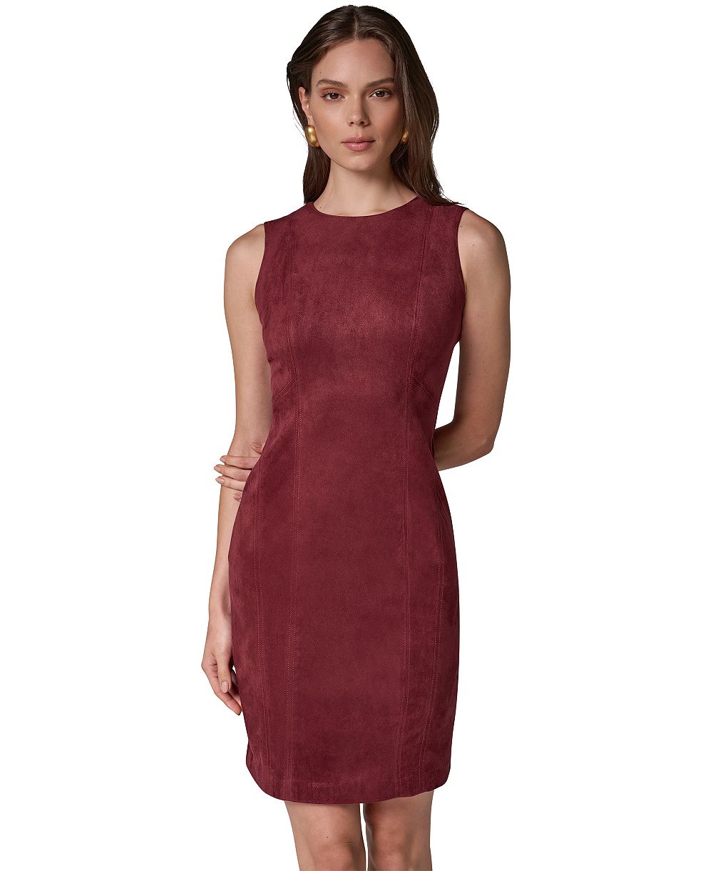Donna Karan New York женская без рукава круглый вырез замшевый футляр платье