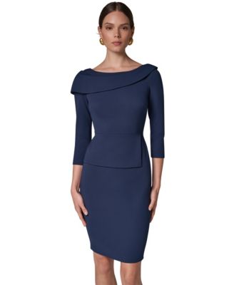 Donna Karan New York Женское платье с воланами Peplum Foldover и вырезом лодочкой