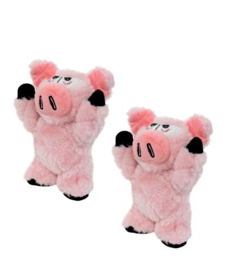 Mighty Jr Angry Animals Pig 2 Pack, Durable Plush Squeaky Dog Toy