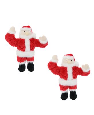 Mighty Jr Holiday Santa 2 Pack, Durable Plush Squeaky Dog Toy