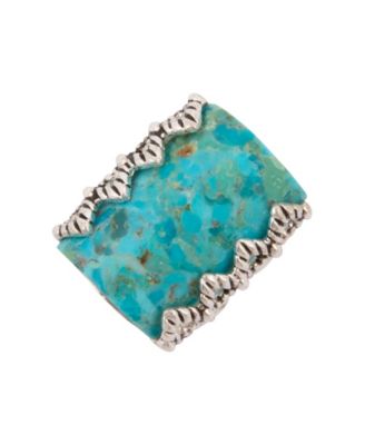 Barse Blue Turquoise Silver Slice Statement Ring