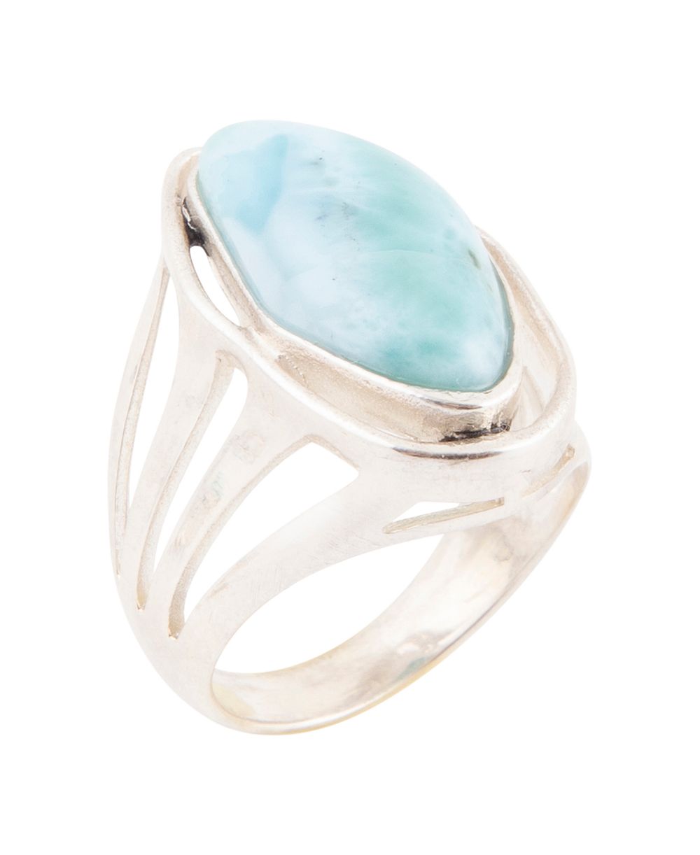 Кольцо Barse Abstract Blue Larimar and Silver Statement