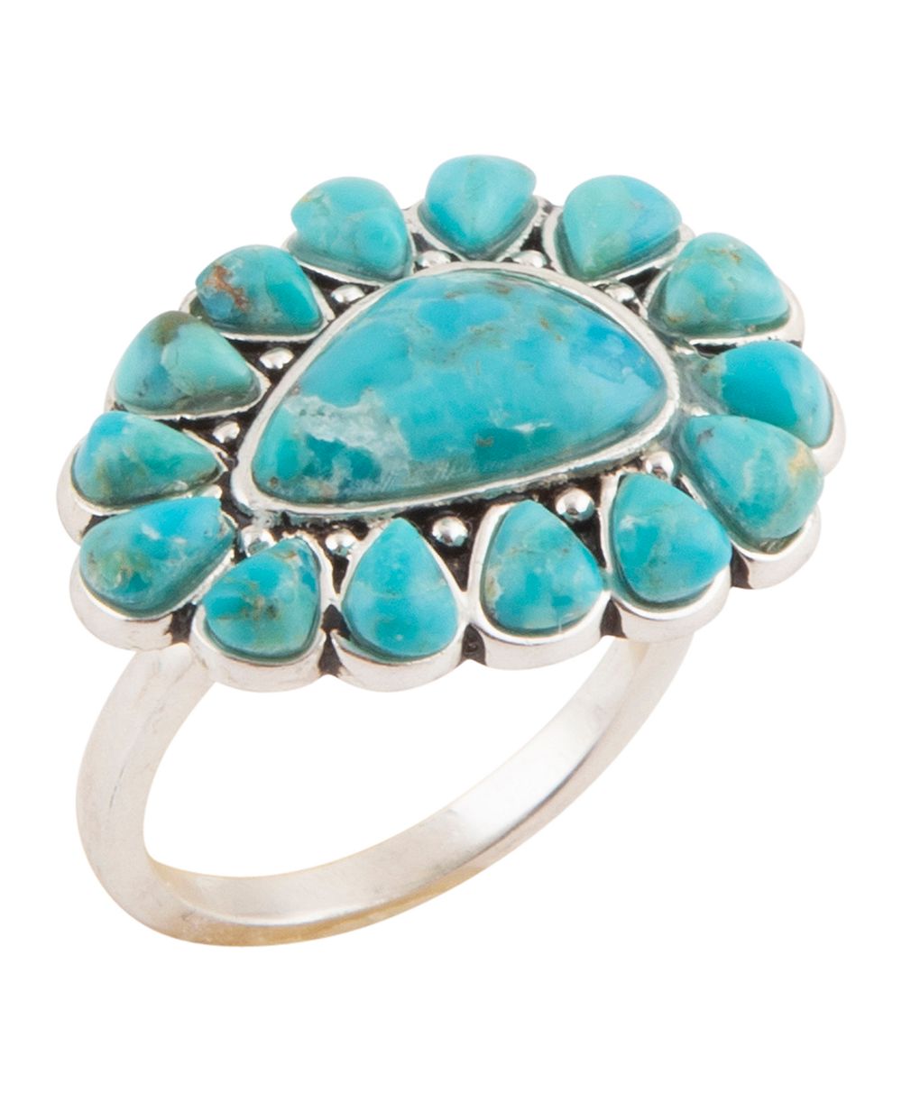 Barse Durango Blue Turquoise Multi-Stone Silver Ring