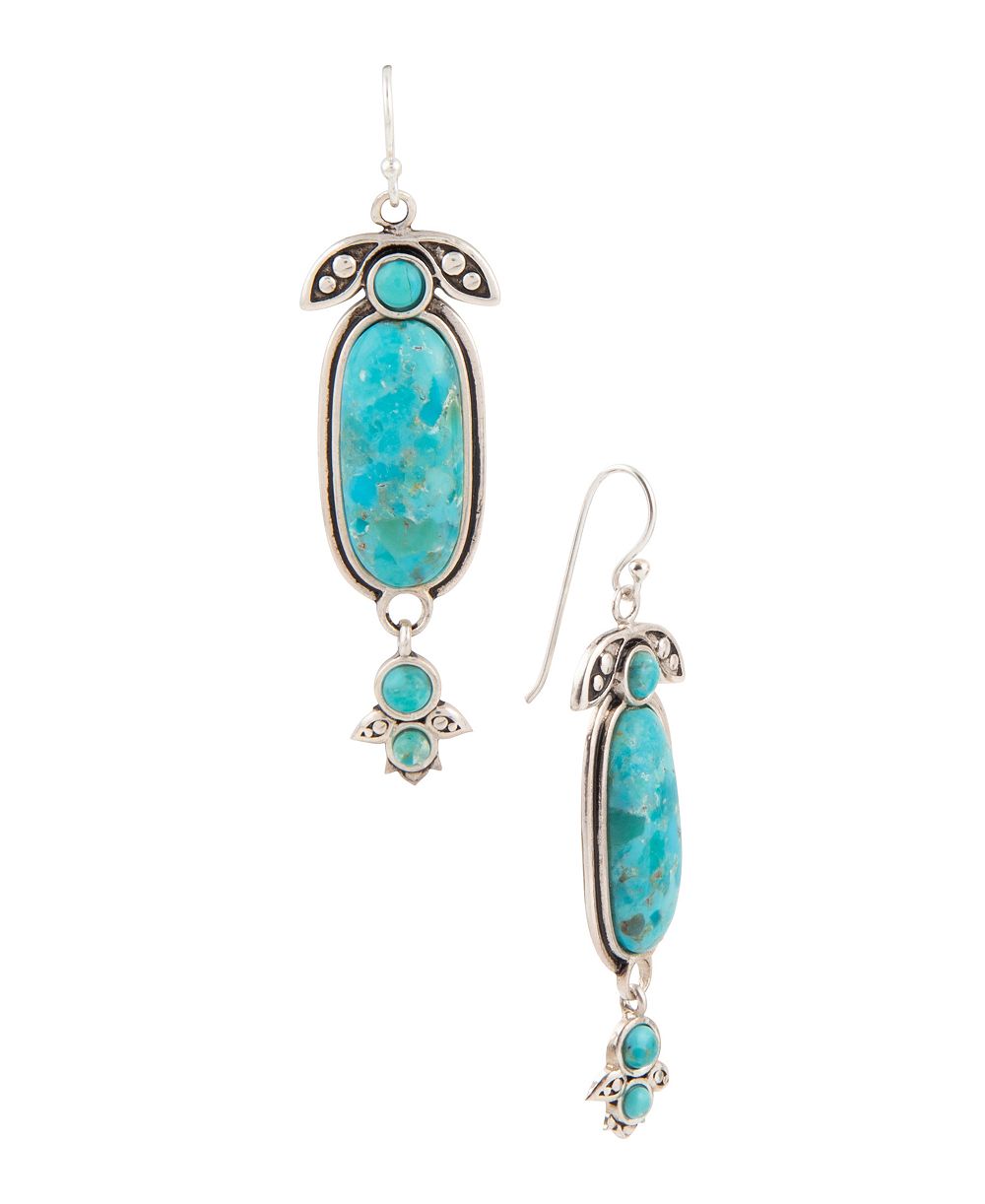 Серьги-подвески Barse Emile Blue Turquoise Silver