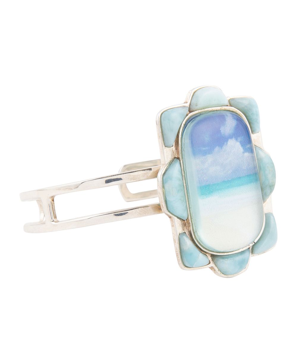 Браслет Barse Scenic Beach Blue Larimar и серебро cuff