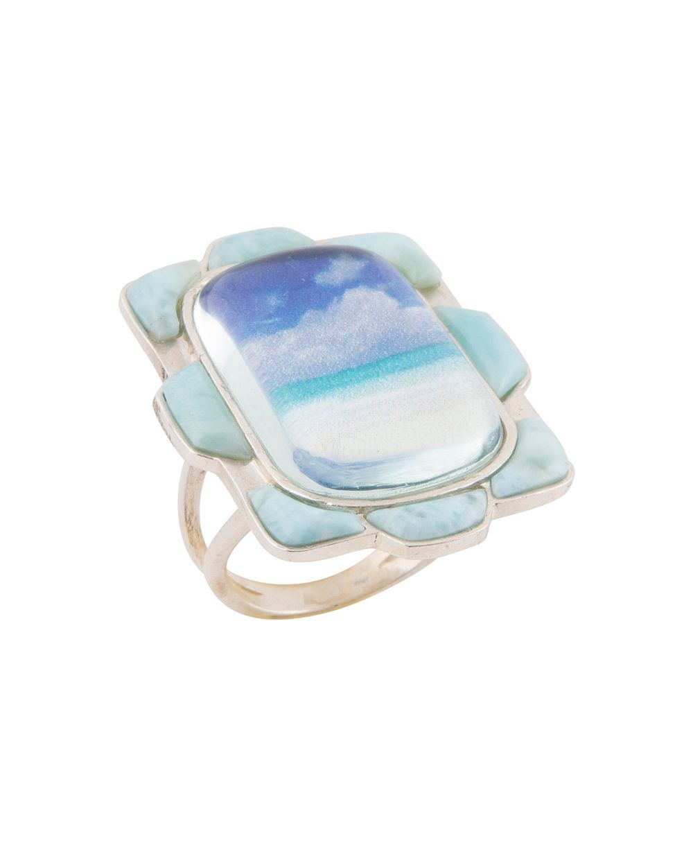 Кольцо Barse Scenic Beach Blue Larimar and Silver