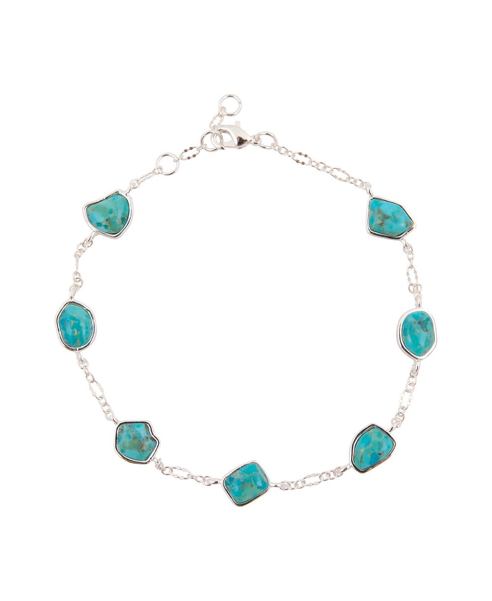 Браслет Barse Blue Turquoise and Silver Line