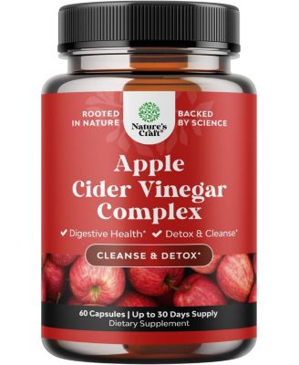 Nature's Craft Apple Cider Vinegar Capsules - ACV Supplement for Gut and Digestive Health with Cayenne - Extra Strength ACV Capsules - 60 Count