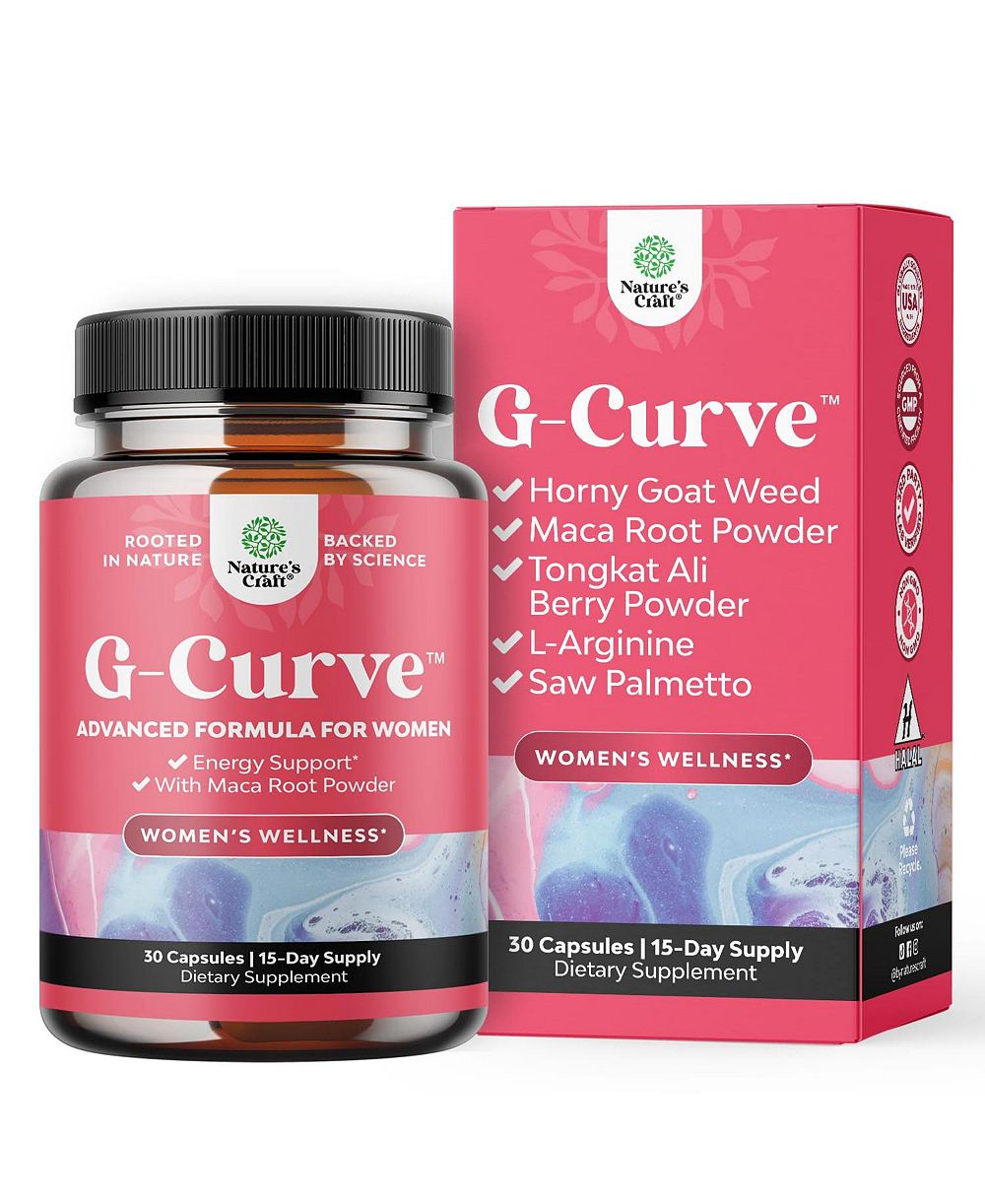 Nature's Craft капсулы с ботанической поддержкой G-Curve - экстракт эпимедиума, муира пуама и корень мака - продвинутая травяная формула для женщин, легко глотать, 30 шт.