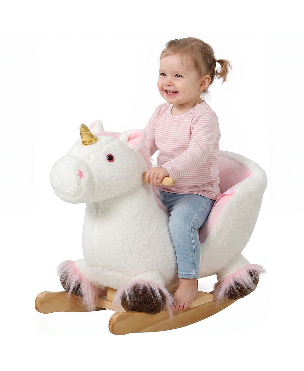Детская лошадка-качалка Qaba Unicorn с реалистичным звуком, грузоподъемность 55 фунтов, от 1 года