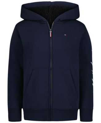 Мужской худи Tommy Hilfiger с полной молнией и подкладкой из шерпы, для мальчиков