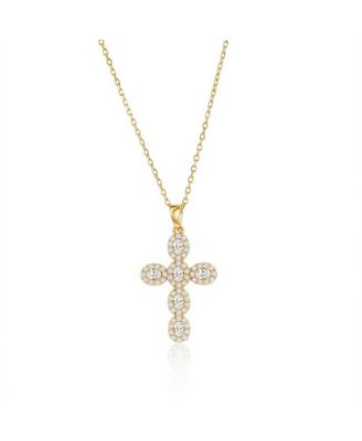 Ожерелье Simona Oval Halo CZ Cross