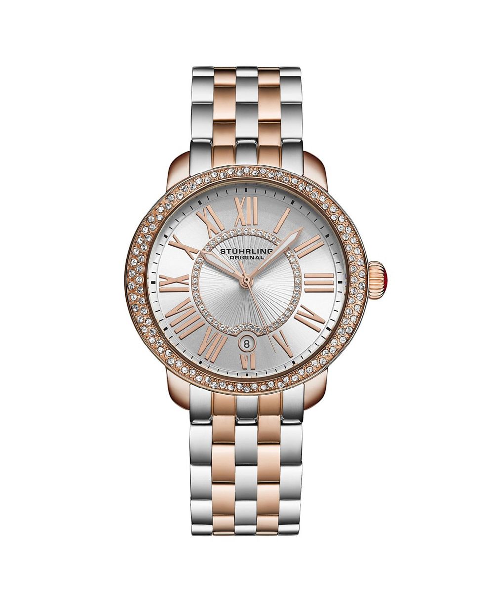 Женские часы Stuhrling Original Celestia Quartz Crystal Bezel Two-Tone Stainless Steel Bracelet 38mm