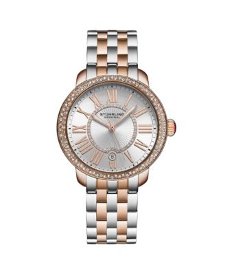 Женские часы Stuhrling Original Celestia Quartz Crystal Bezel Two-Tone Stainless Steel Bracelet 38mm