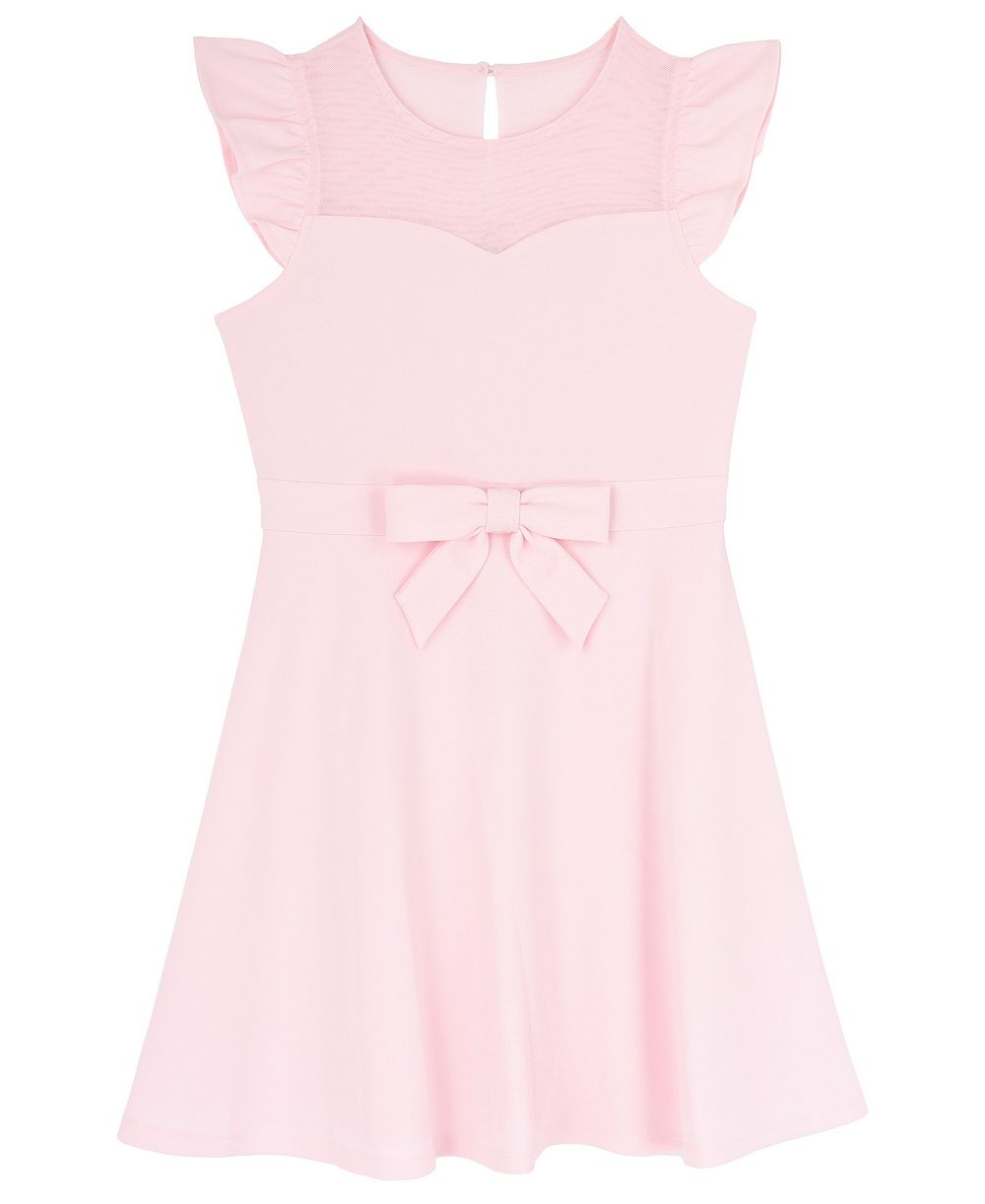 Rare Editions Girls' 4-16 Scuba Crepe Flutter-Sleeve Sweetheart-Neck Dress