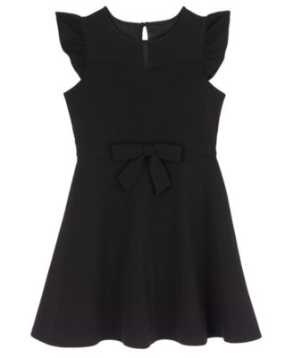 Rare Editions Girls' 7-16 Scuba Crepe Flutter-Sleeve Illusion Sweetheart Neckline Dress