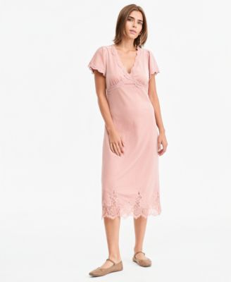 And Now This Women's Velvet Lace-Trim Midi Slip Dress, Macy's Exclusive