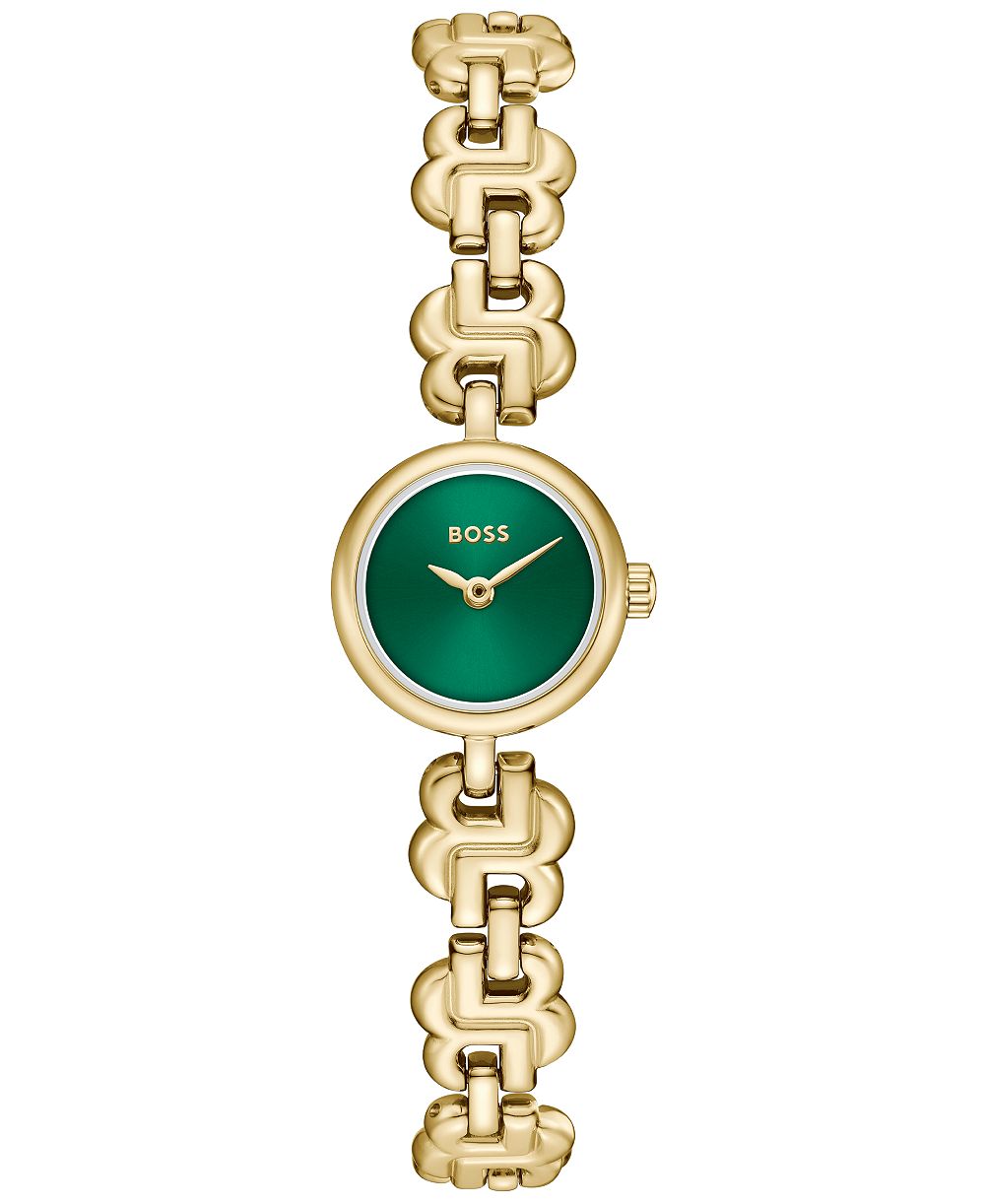 Hugo Boss Women's Double B Dressy Quartz Ionic Plated Thin Gold Steel Watch 18.50mm