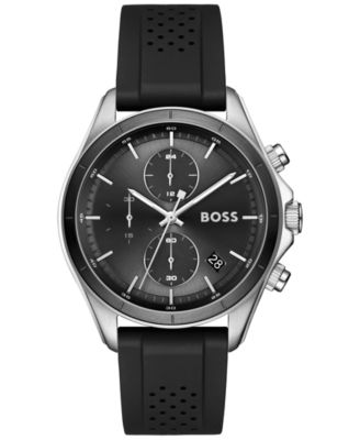 Hugo Boss Men's Bossletic Quartz Chrono Black & Grey Silicone Watch 43.40mm