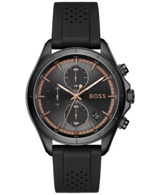 Hugo Boss мужские кварцевые хронографы Bossletic черные и коричневые силиконовые часы 43.40мм