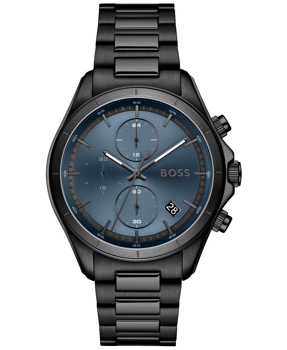 Мужские часы Hugo Boss Bossletic Quartz Chrono Ionic Plated Black Steel, 43.40mm