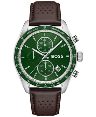 Hugo Boss мужские кварцевые хронографические часы Grand Prix, коричневый кожаный ремешок, 44,50 мм