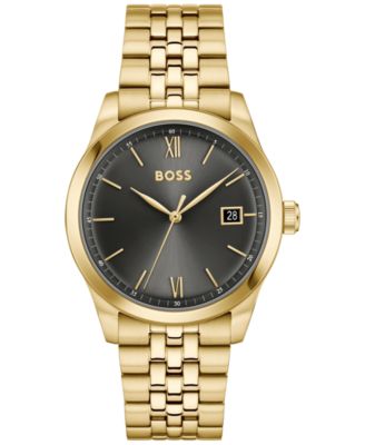 Hugo Boss Men's Langford Quartz Ionic Plated Thin Gold Steel Watch 39mm