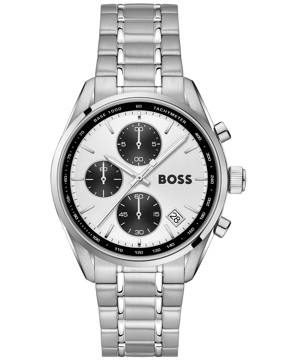 Hugo Boss Мужские кварцевые хронографические часы Grand Prix из нержавеющей стали, 38 мм