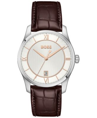 Мужские кварцевые часы Hugo Boss Principle из коричневой телячьей кожи, 37 мм